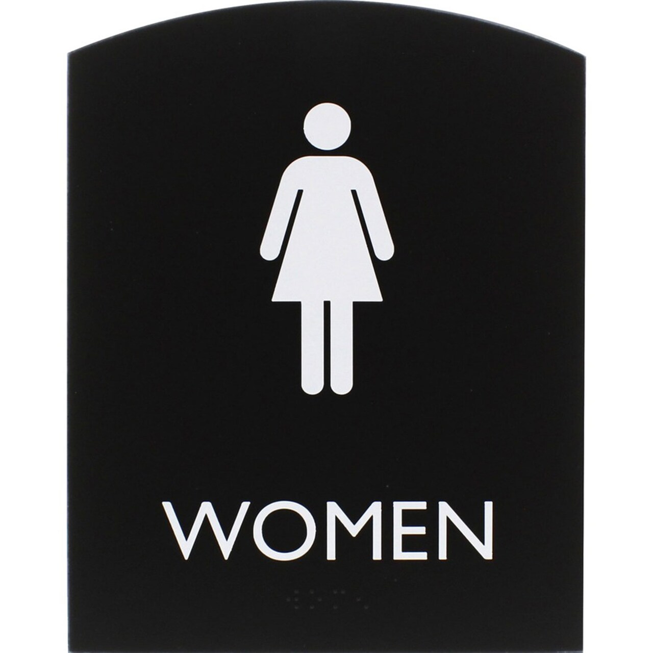 Lorell Restroom Sign, 1 Each, Women Print/Message, 6.8" x 8.5" Height, Rectangular Shape, Easy Readability, Braille, Plastic, Black